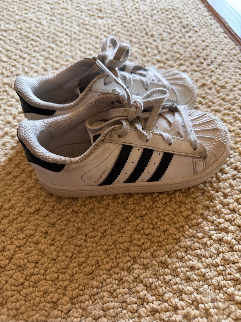 adidas Kids White Sneakers with Black Stripes